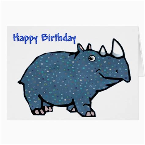 Rhino Birthday Card Blue Rhino Happy Birthday Greeting Card Zazzle