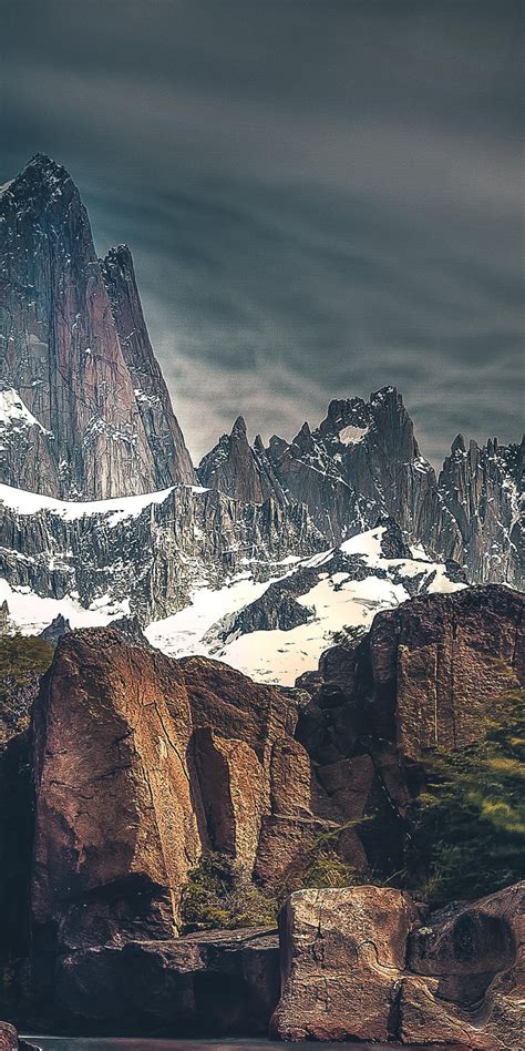 Download 1080x2160 Wallpaper Glacier Mountains Cliff Peaks Honor 7x