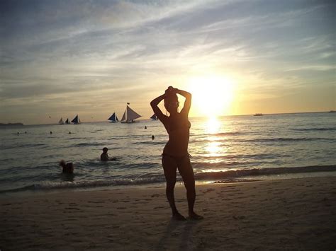 silluette of a beautiful filipina girl on the beach in boracay