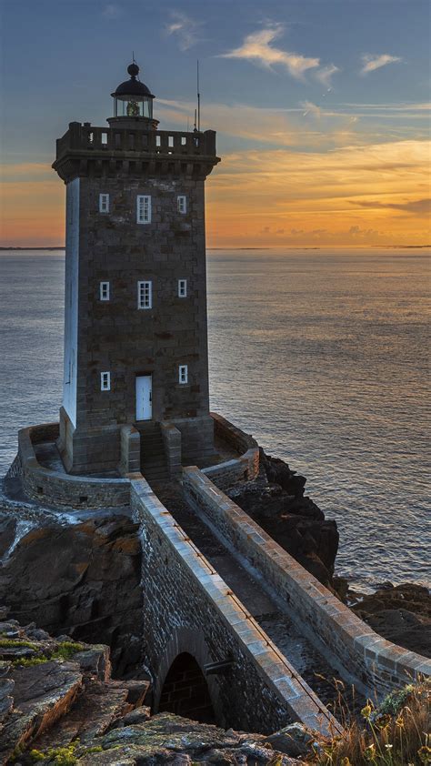 Kermorvan Lighthouse At Sunset Le Conquet Finistère Brittany France