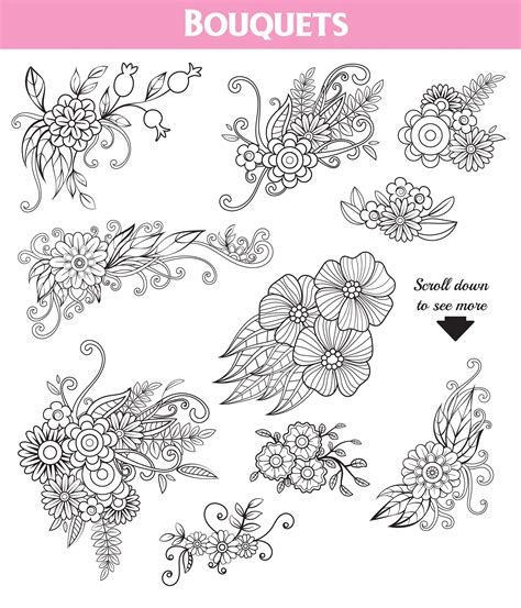 Floral Doodles Collection 72071 Illustrations Design Bundles