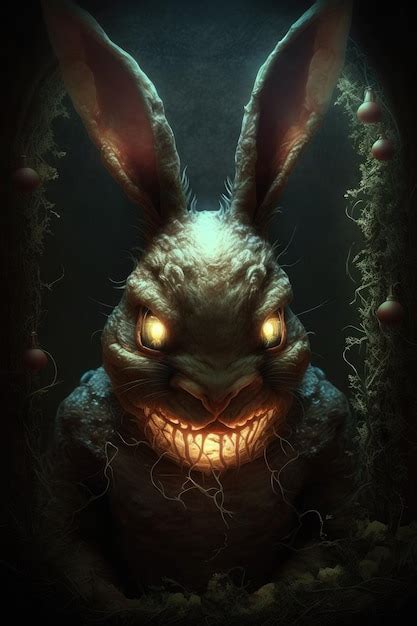 Premium Photo A Scary Halloween Bunny With A Scary Face