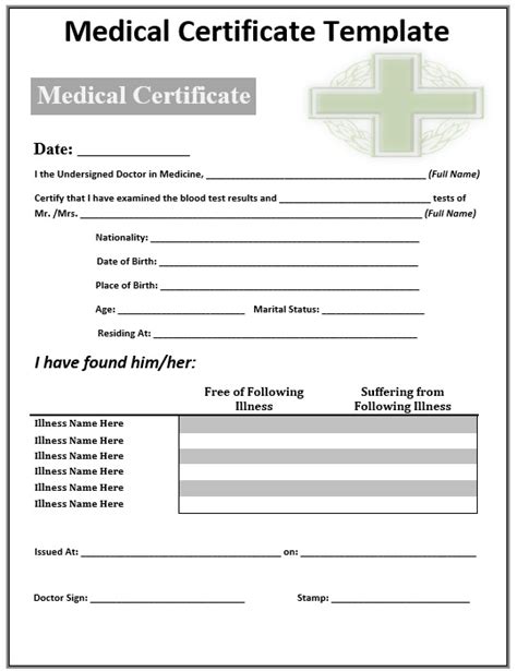 Free Sample Medical Certificate Templates Printable Samples Images And Photos Finder