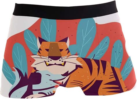 Mens Animal Tiger Breathable Boxer Soft Briefs Classic Underwear