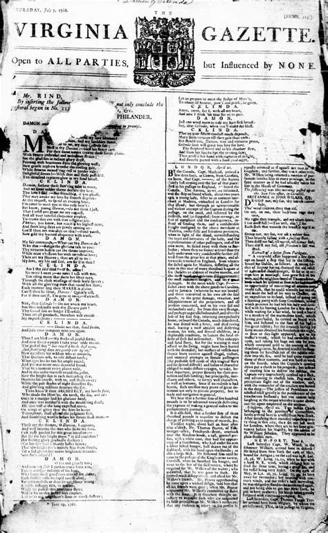 Virginia Gazette: Rind, July 07, 1768, pg. 1 | The Colonial