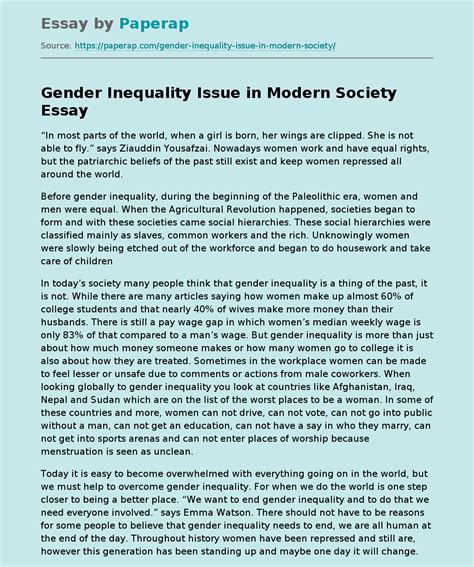 😍 Gender Inequality In Society Essay Gender Inequality Essay 2022 10 25