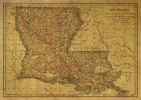 Vintage Map Of Louisiana Mixed Media By Design Turnpike