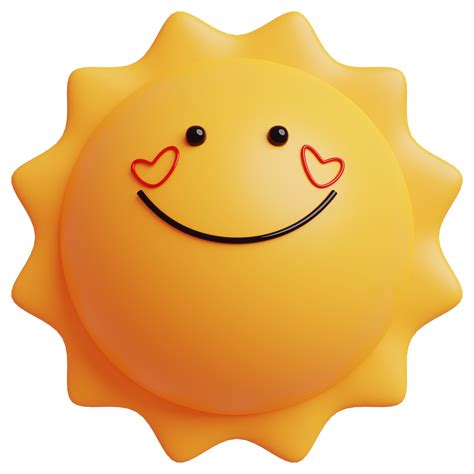 3d Sun Emojihappy Sun Funny Cute Character 21637238 Png