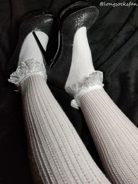 cute pink over the knee socks with frilly white socks in 2021 socks and heels frilly socks