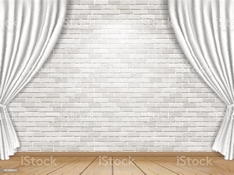 White Curtains And Brick Wall Background Stock Illustration Download