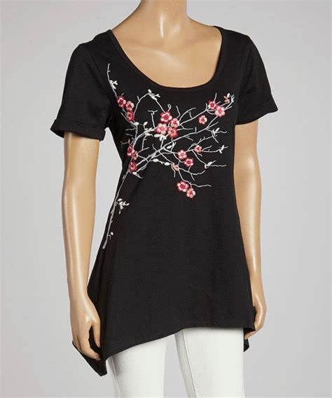 Look At This Bella Carra Black Floral Scoop Neck Tunic On Zulily Today