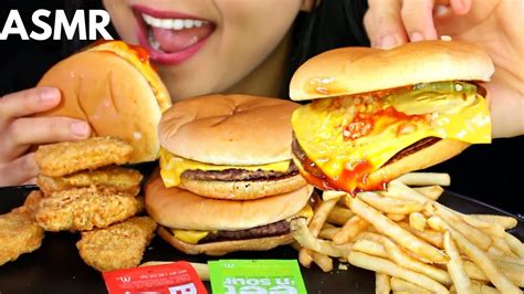 ASMR McDonald S CHEESEBURGERS CHICKEN NUGGETS And FRIES Eating Sound MUKBANG YouTube