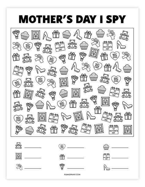 Free Printable Mother S Day I Spy Pjs And Paint