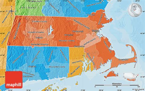 Political Shades Map Of Massachusetts