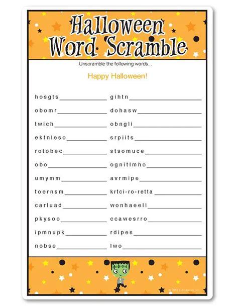 20 Spooky Halloween Word Scrambles Kitty Baby Love