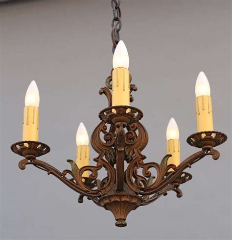 New spanish revival iron spanish revival style 4 light chandelier wired. Antique Spanish Revival Polychrome Chandelier For Sale at ...