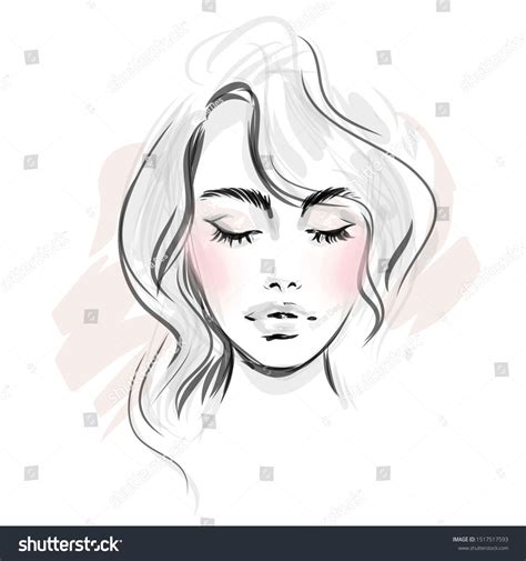 Beautiful Girl Face With Closed Eyes Black And White Fashion
