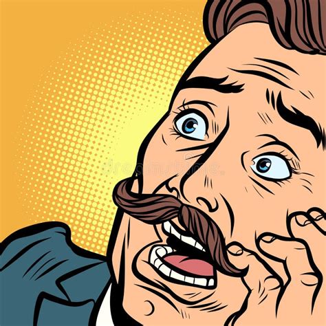 Scared Man With A Mustache Stock Vector Illustration Of Fear 143495476