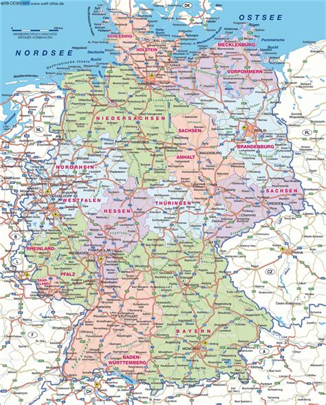 Карты Германии Подробная карта Германии на русском языке с курортами и