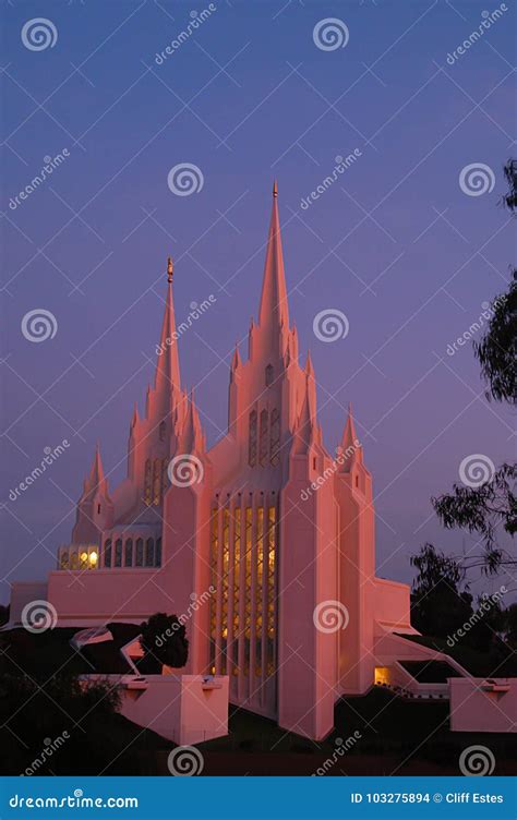 Mormon Temple In San Diego California At Sunset Stock Photo Image Of