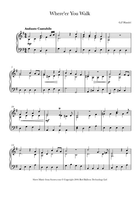Handel Where Er You Walk Sheet Music For Piano