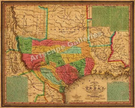 1835 Texas And Indian Territory Map Wall Map 24x30 Ebay Texas Map