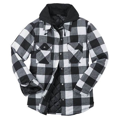 Mens Hooded Flannel Shirt Jacket Hooded Flannel Men Winter Casual
