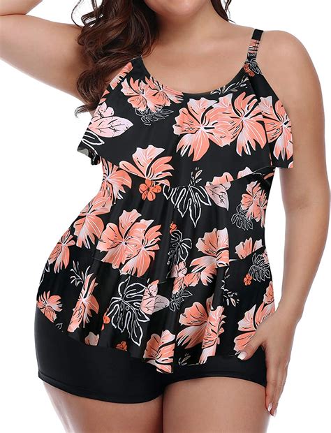Yonique Womens Plus Size Tankini Swimsuits With Shorts Flounce Two Piece Bathing EBay