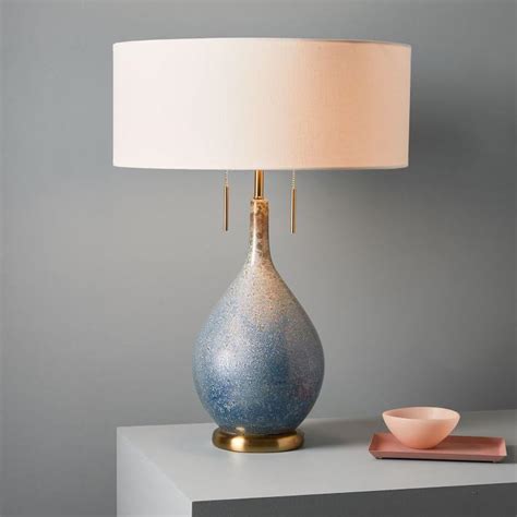 Droplet Blue Gray Textured Brass Table Lamp