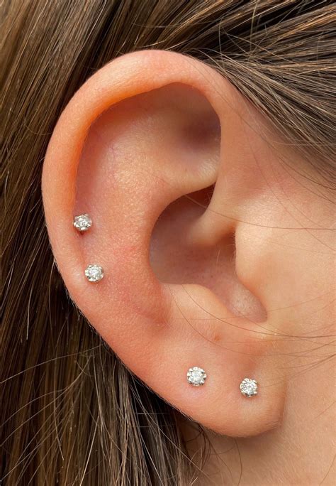 Tiny Natural Diamond Stud Earrings Mm Genuine Diamond Stud Etsy In
