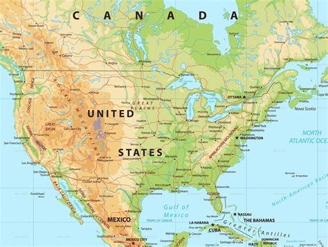 North America Physical Map Ad America Ad North Map Physical