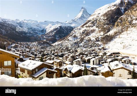 Winter Mountain Landscape Snowy Mountain Matterhorn During The Day In