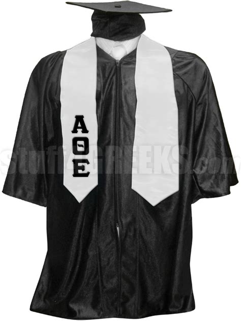Alpha Theta Epsilon Satin Graduation Stole With Greek Letters White