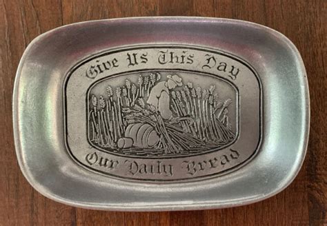 wilton columbia pewter tray bread plate give us this day our daily bread prayer ebay