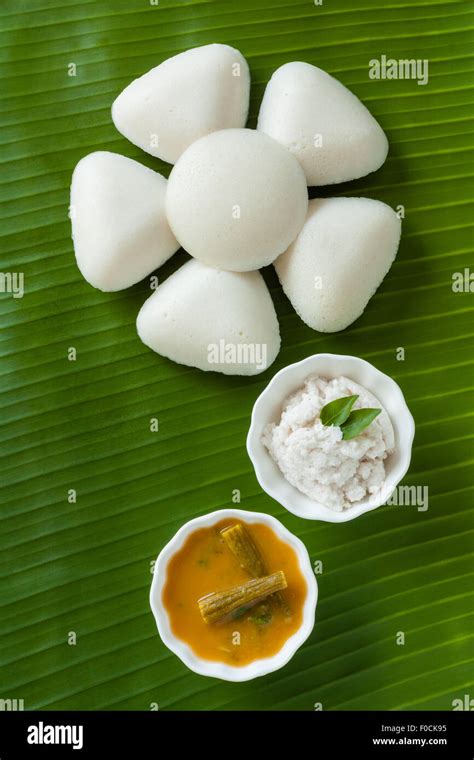 Fresh Steamed Indian Idly Idli Arranged Decoratively As A Flower On