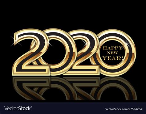 Happy 2020 New Year Gold Party Card Image Vector Image