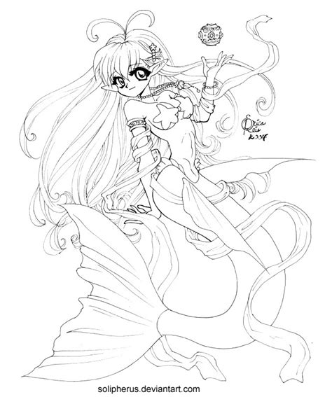 Anime Mermaid Colouring Pages