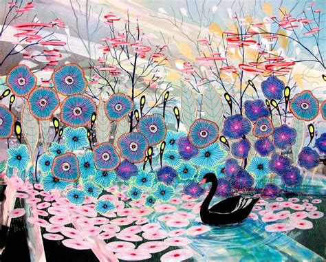 The Black Swan Swan Landscape Print Of Original Illustration Etsy