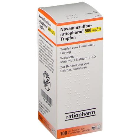 Anwendung & indikation starke schmerzen starke schmerzen nach verletzungen oder operationen tumorschmerzen kolik hohes fieber, das. Novaminsulfon ratiopharm Tropfen 100 ml - shop-apotheke.com
