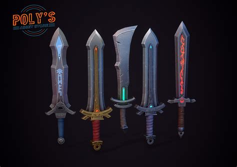 3d Model Fantasy Sword Set Low Poly Stylized Cgtrader