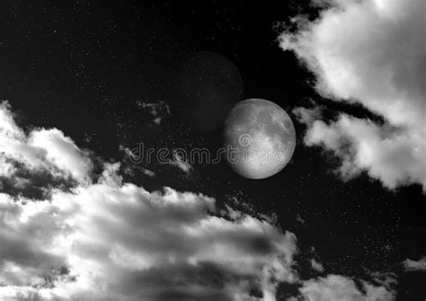 The Moon In The Night Sky Stock Illustration Illustration Of Grey