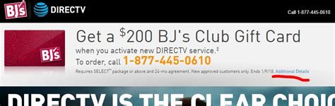 A recent at&t offer included $35 back on a $30 purchase! BJS Directv $200 gift card | AT&T Community Forums