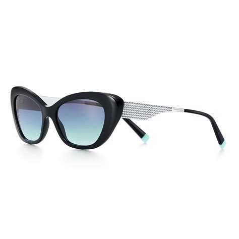 Tiffany And Co Cat Eye Sunglasses Black Silver Blue Tiffany Diamond Point Collection