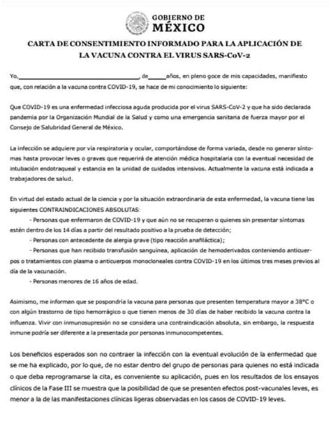 Formato De Consentimiento Para Vacuna Escuela Secundaria Maximino My