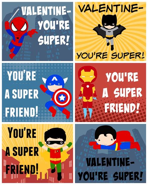 I would love to play a superhero. Free Printable Superhero Valentines