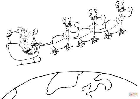 Santa Sleigh And Reindeer Coloring Coloring Pages
