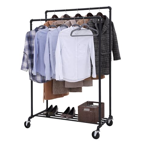 Looking to create your own closet? SONGMICS Industrial Pipe Clothes Rack Double Rail on ...