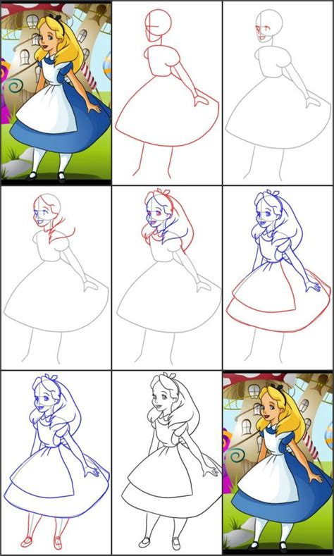 How To Draw Alice From Alice In Wonderland Drawing Lessons Drawing