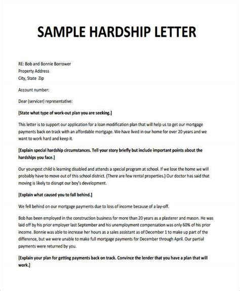 6 Hardship Letter Templates 6 Free Sample Example Format Download
