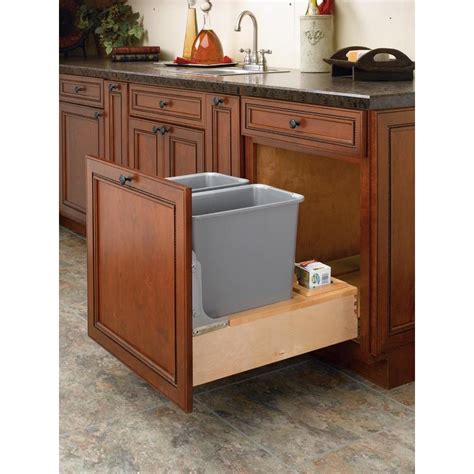 When i was looking for one in 2004 add spacer wood to bring the side walls out to match the surface of the face cabinet as shown here to create the top piece you will need to measure the width and length of your garbage can under the. Rev-A-Shelf 30-Quart Plastic Soft Close Pull Out Trash Can ...